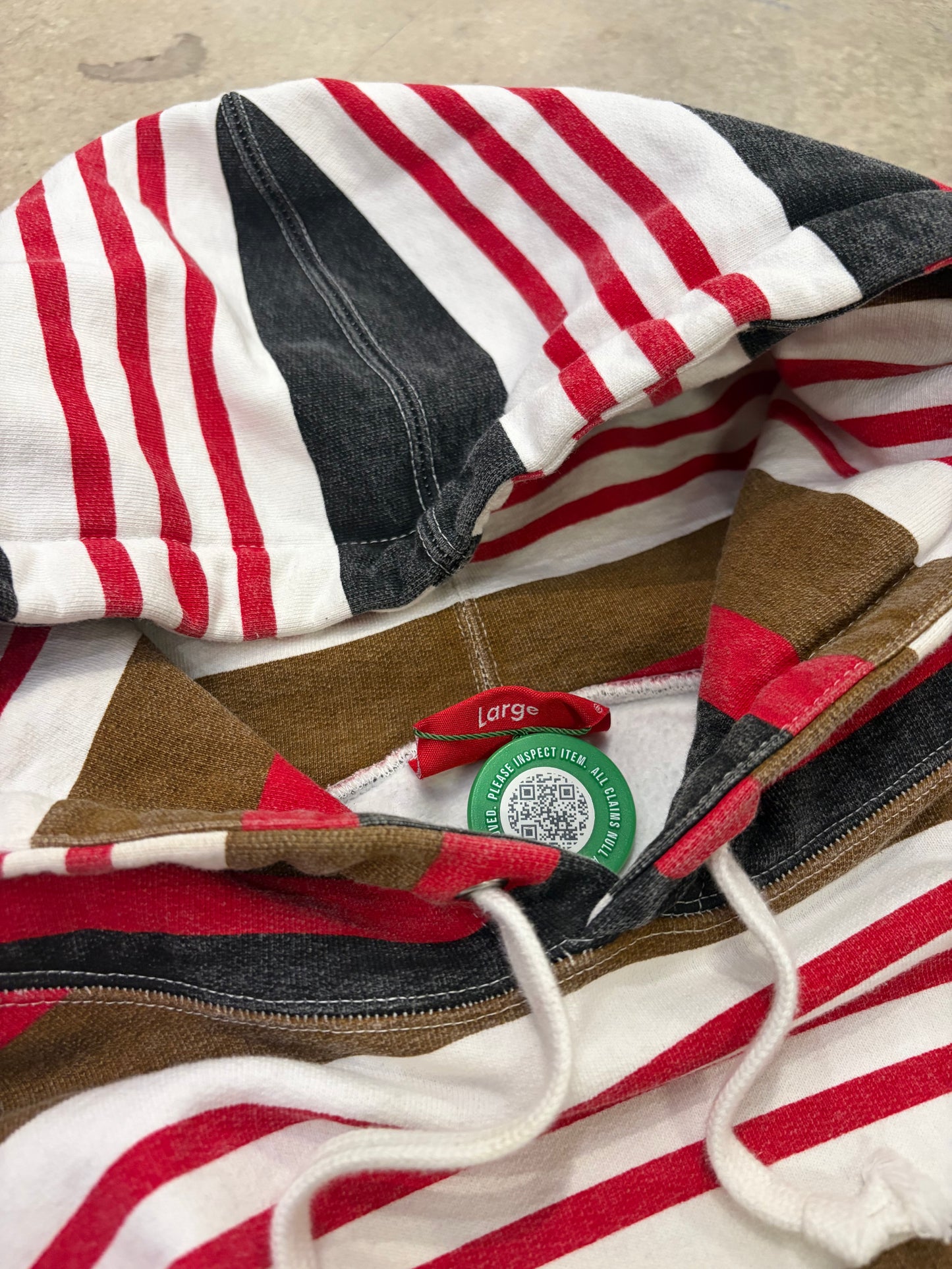 Supreme SS18 Red/ Brown Striped Hoodie