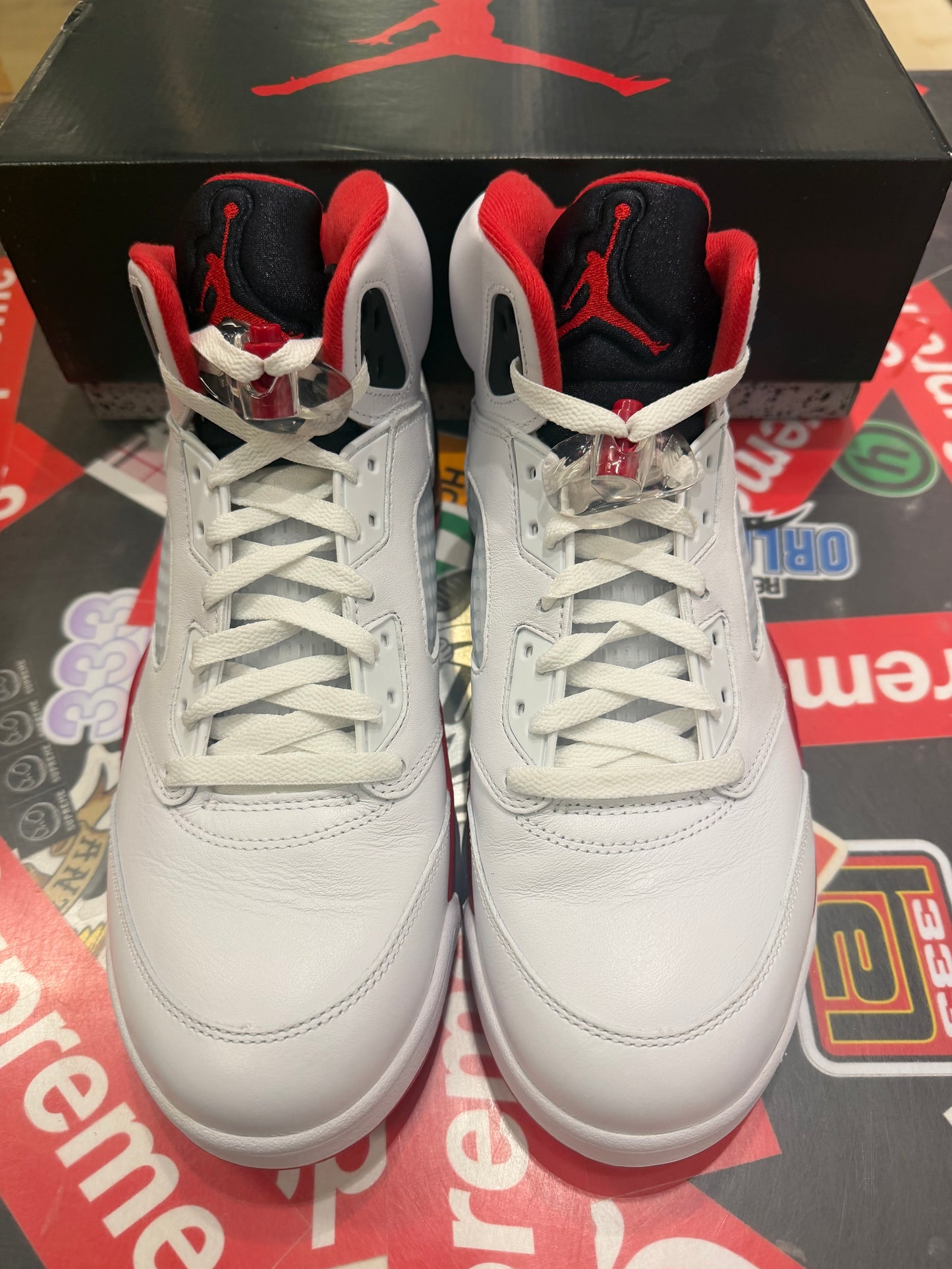 Jordan 5 Fire Red Black Tongue