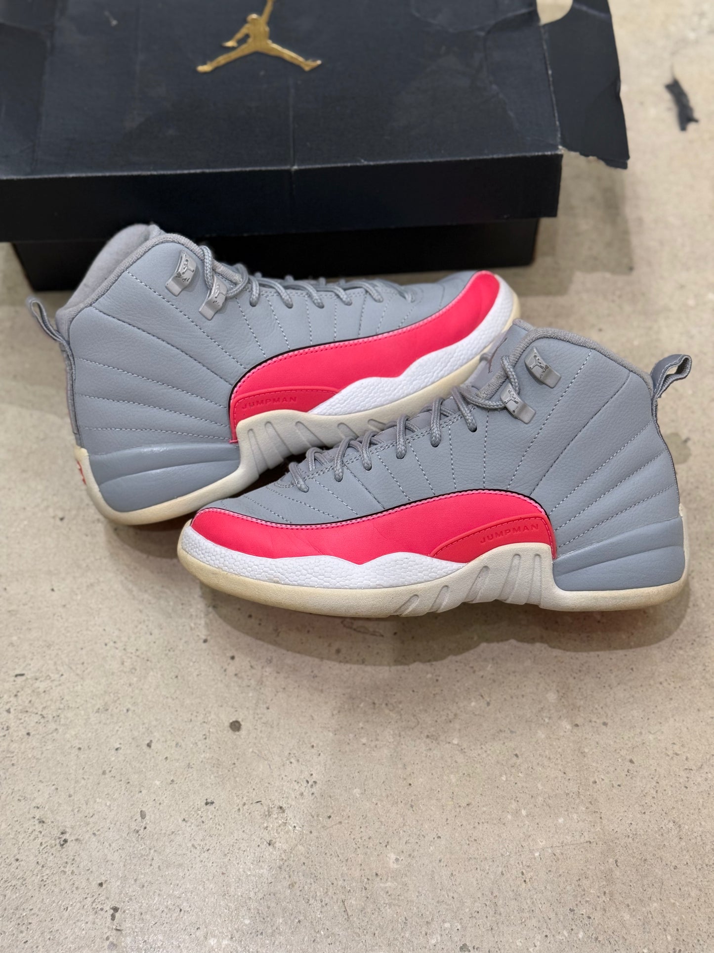 Jordan 12 Wolf Grey/Racer Pink